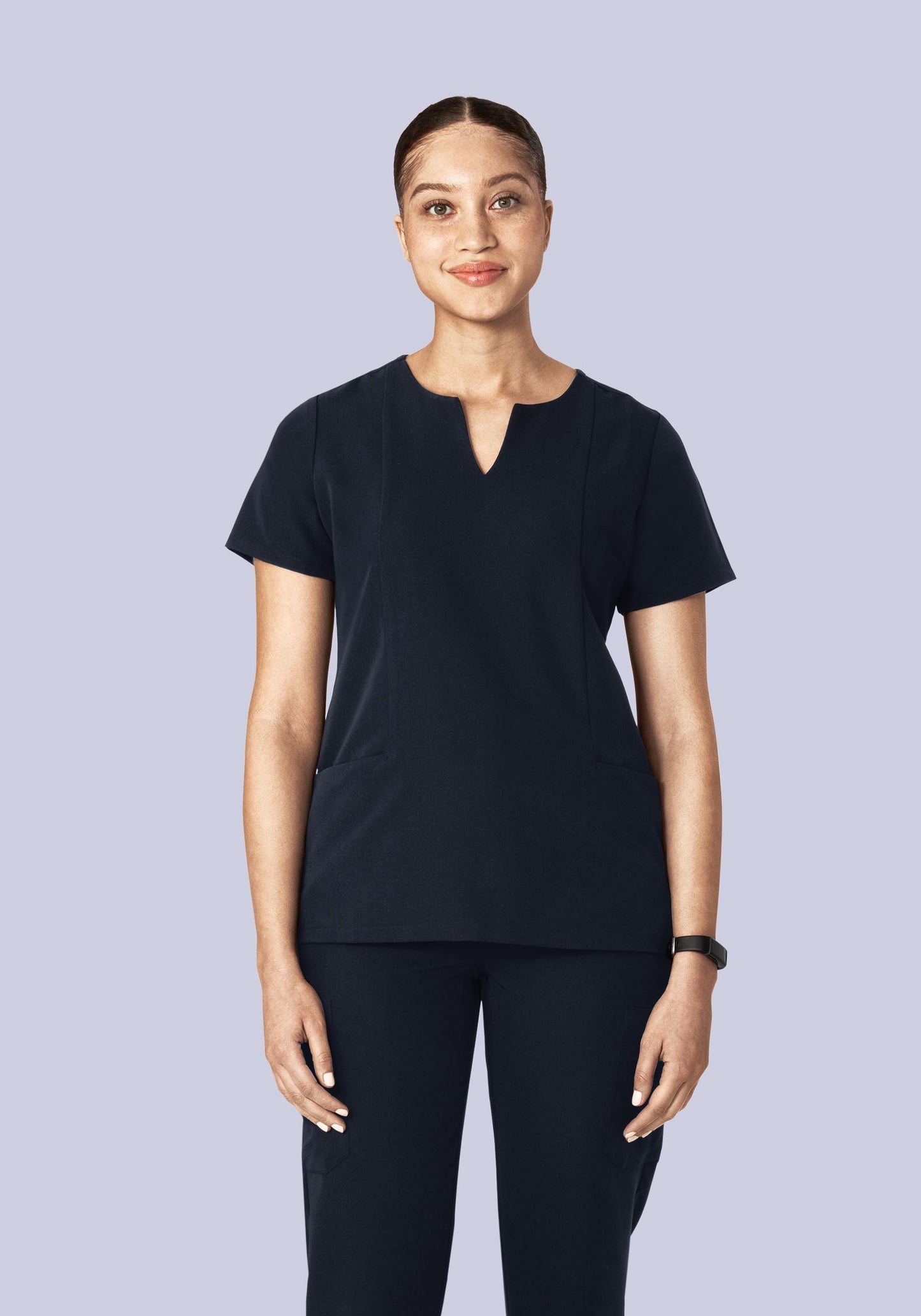 5 Pocket Notch Neck Top Midnight Navy