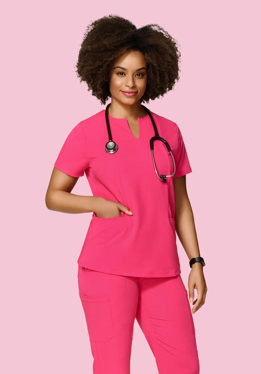 Pocket Notch Neck Top Azalea