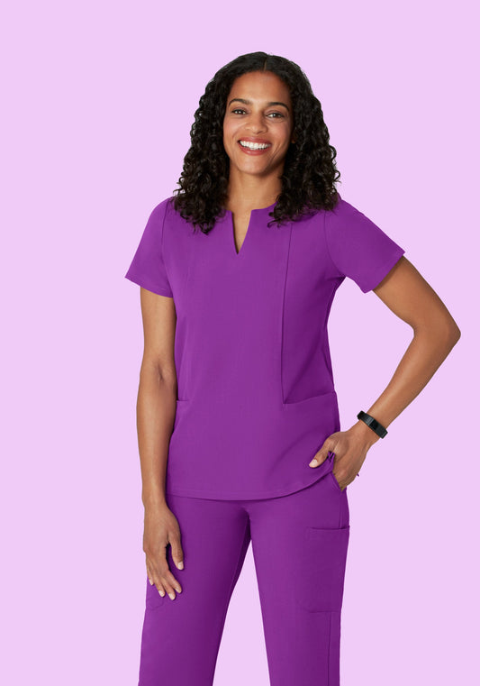 Pocket Notch Neck Top Cyber Grape