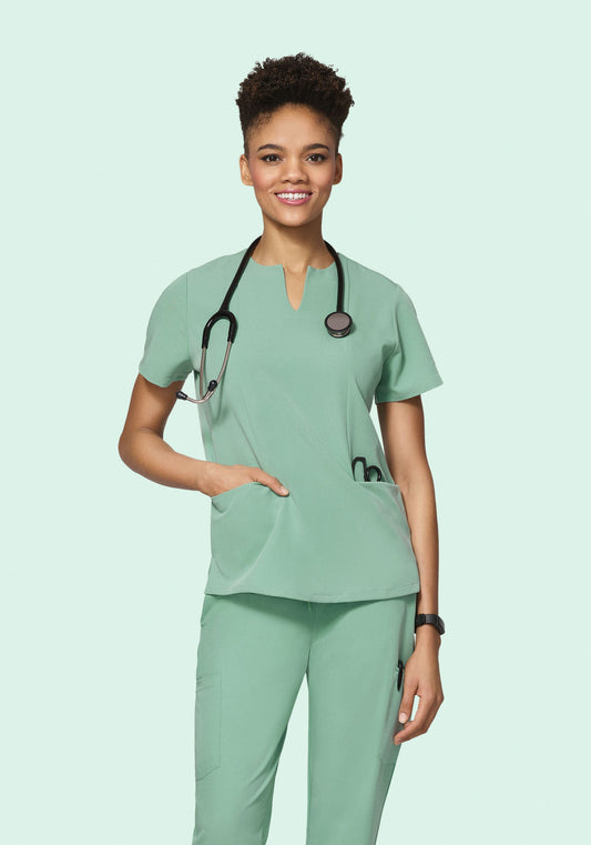 Pocket Notch Neck Top Jade