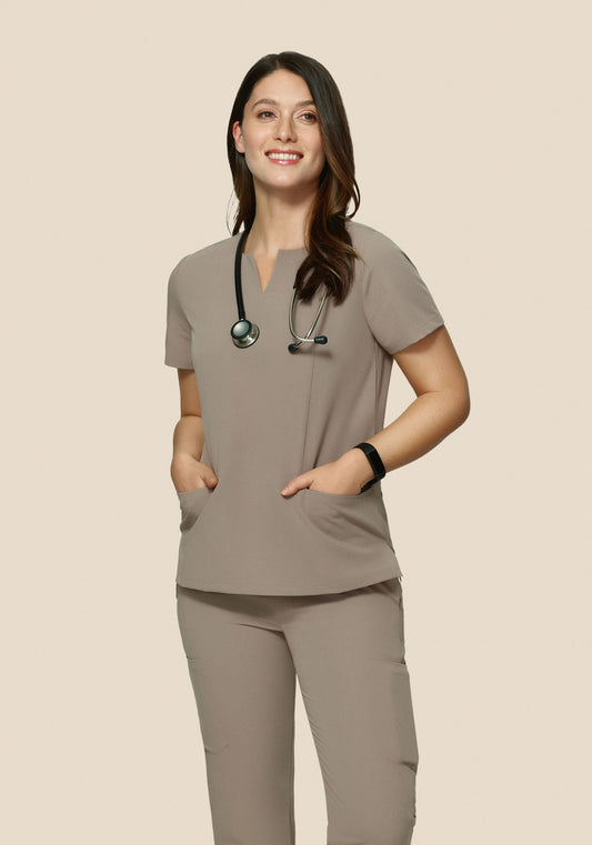 Pocket Notch Neck Top Macchiato