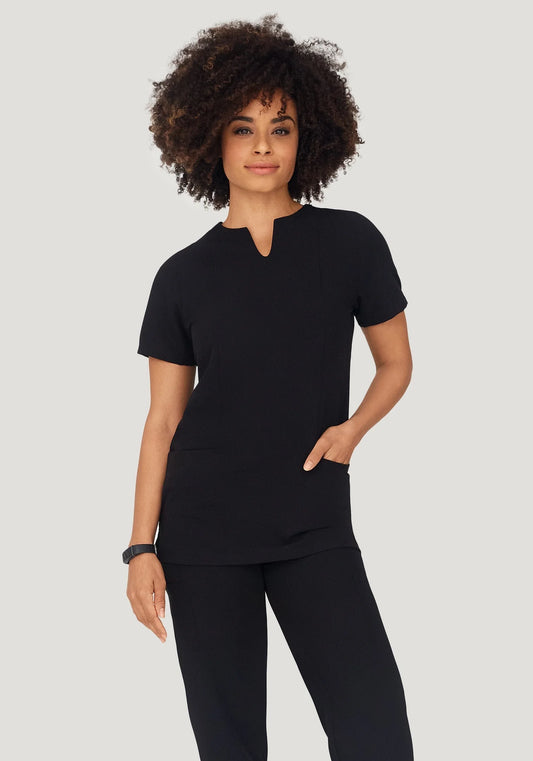 5 Pocket Notch Neck Top Black