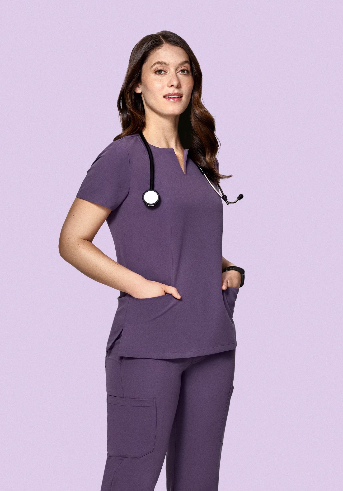 5 Pocket Notch Neck Top Dewberry