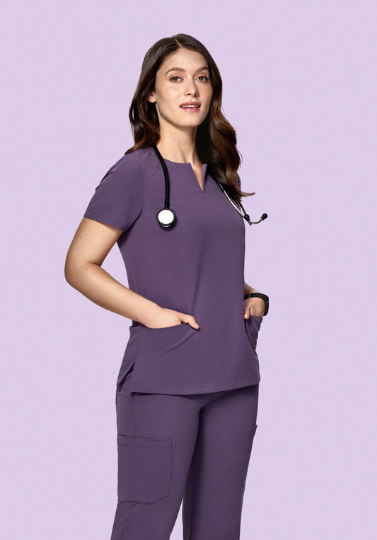 5 Pocket Notch Neck Top Dewberry