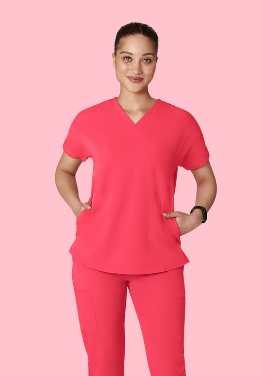 Oversized V Neck Top Paradise Pink