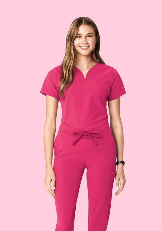 Curved V-Neck Shocking Pink